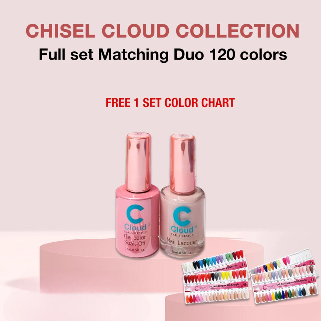 Chisel Cloud Nail Design Collection - Full set Matching Duo 0.5oz 120 colors w/ 1 set color chart