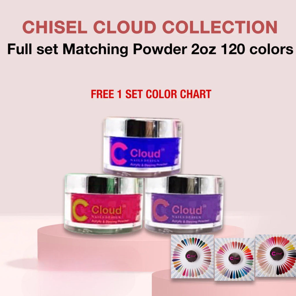 Chisel Cloud Nail Design Collection - Full set Dipping Powder 2oz 120 colors w/ 1 set color chart