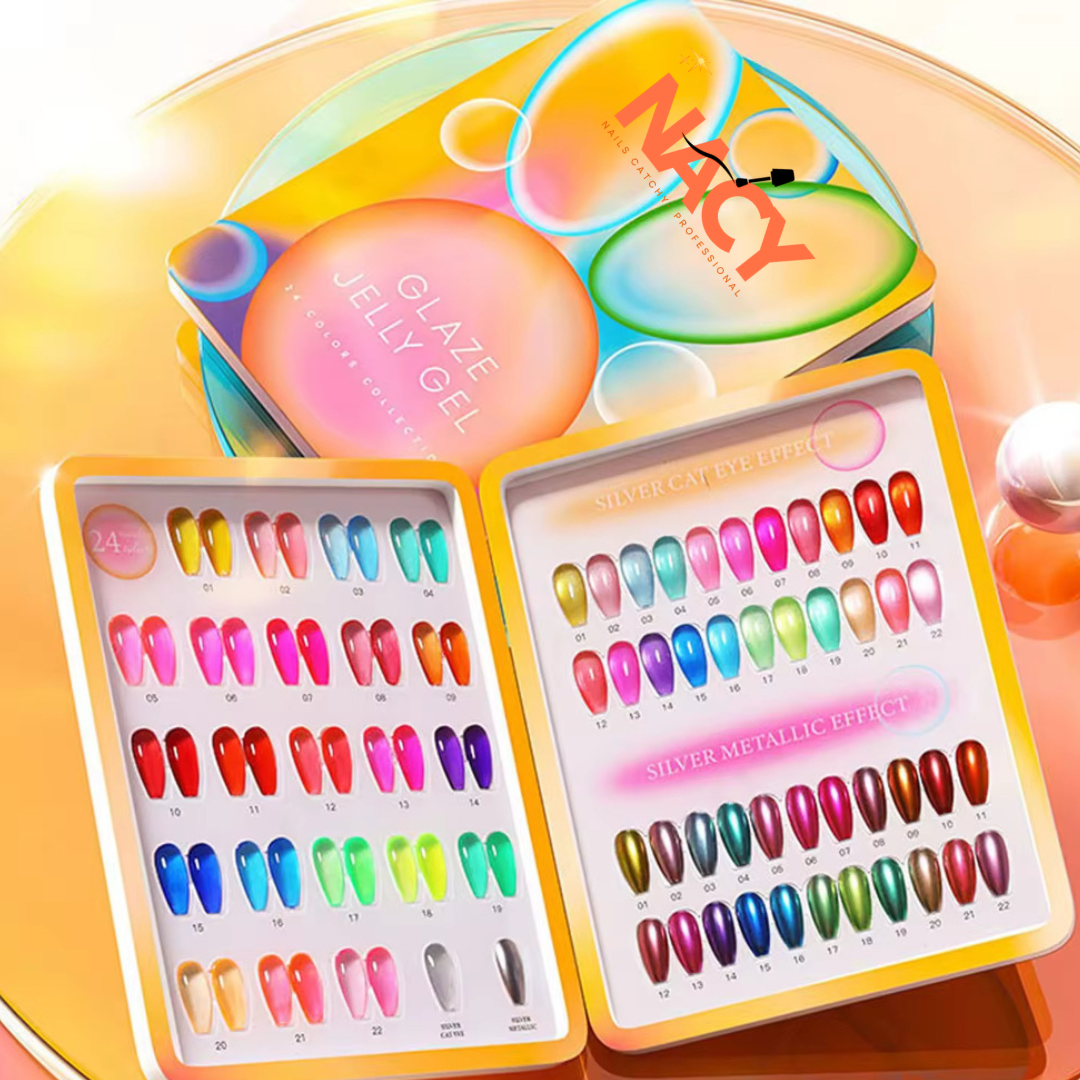 Nacy Glaze Jelly 3in1 Cat Eye Set 24 Colors Gel 0.5oz