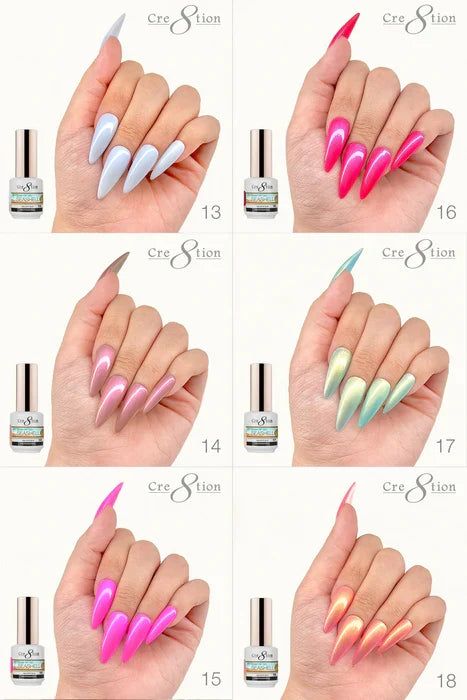 Cre8tion SeaShell Gel 0.5oz - Full Set 18 colors w/ 3 Top Coats 0.5oz & 1 set Color Chart Free
