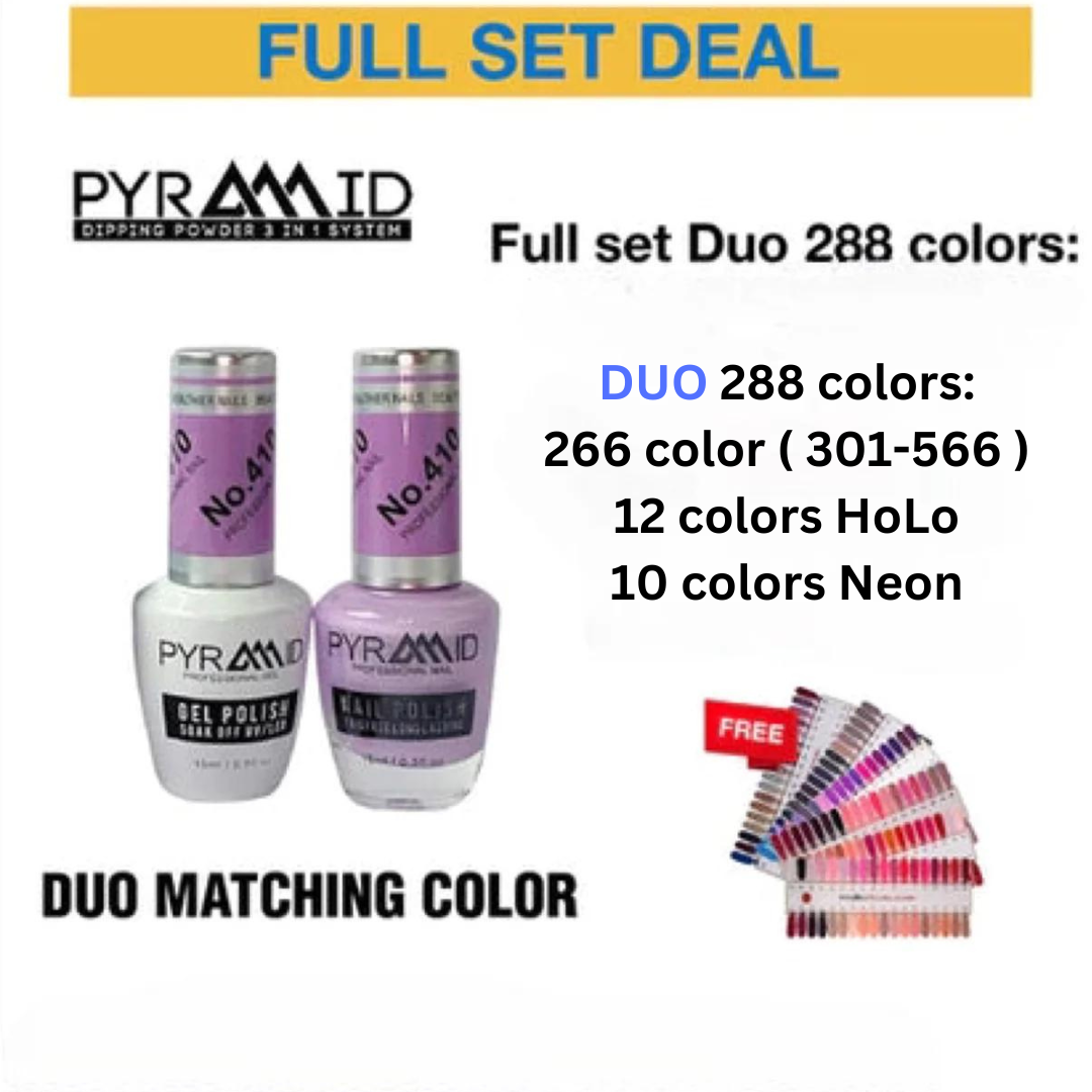 Pyramid Duo Matching Color - Full set 288 colors - colors (301- 566), 12 Colors Holo & 10 colors Neon(301- 566) w/ 1 set Color Chart