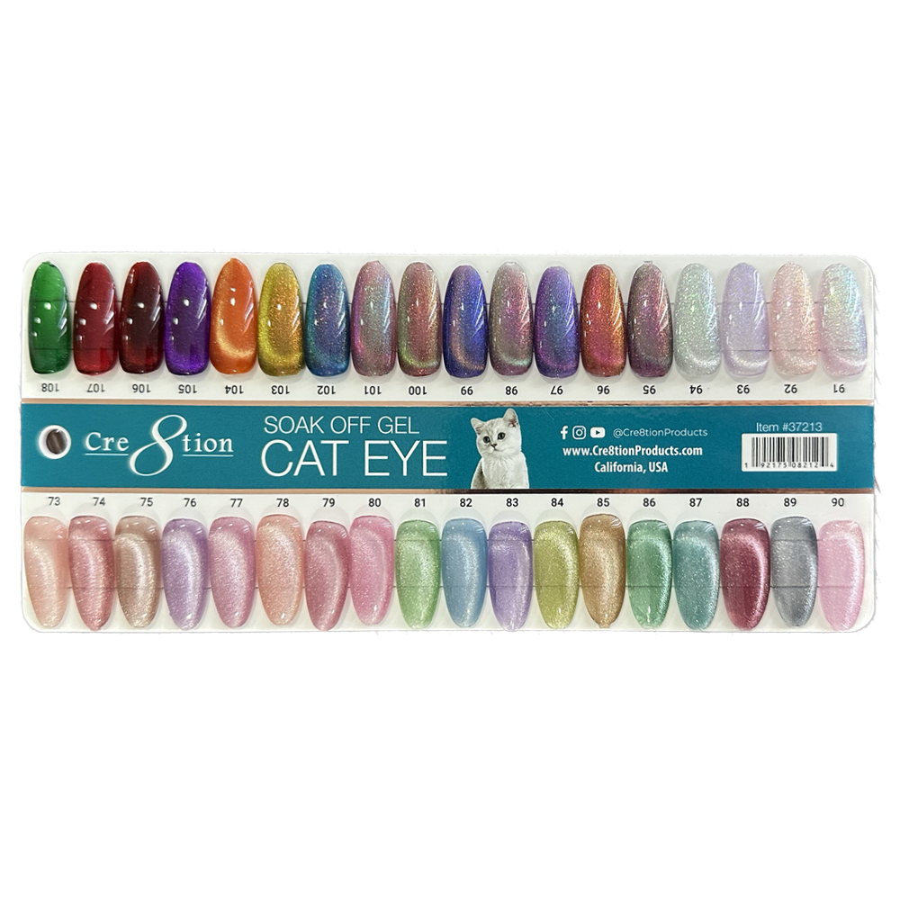Cre8tion Cat Eye Soak Off Gel 0.5oz - Full Set 36 Colors (#73 - #108) with Free Magnet & Color Charts