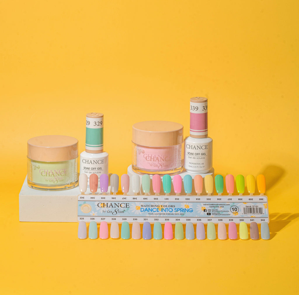 Chance Matching Trio Gel/Lacquer & Dip Powder  36 Colors - Dance Into Spring Collection w/ 2 sets Color Chart