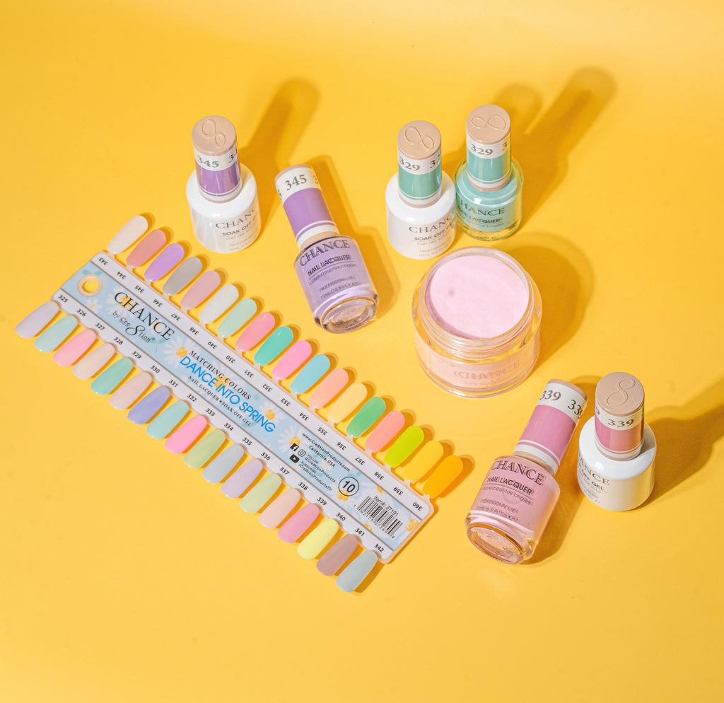 Chance Matching Trio Gel/Lacquer & Dip Powder  36 Colors - Dance Into Spring Collection w/ 2 sets Color Chart