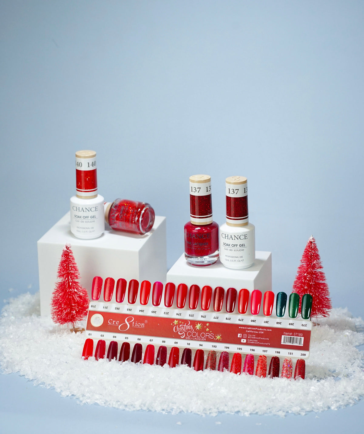Cre8tion Xmas Matching Duo 36 colors (Free 10 Xmas Stickers + Color Chart & Top Coat & Super Matte Top)