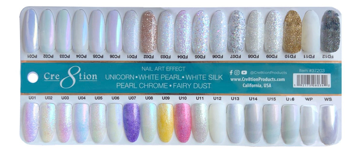 Cre8tion Chrome Pigment 1g - Full 36 Colors ( Free 1 Color Chart & 1 Cre8tion Chrome Base/Top + Extension Top)