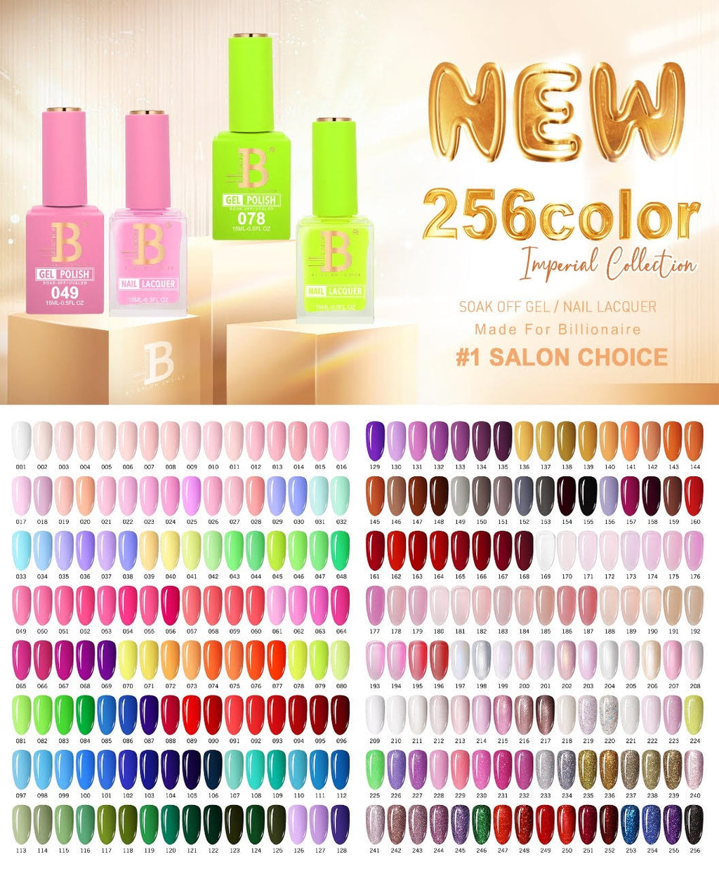 (Super Deal ) Billionaire - Imperial Collection Duo Gel Fullset 256 colors - HEMA FREE TPO FREE